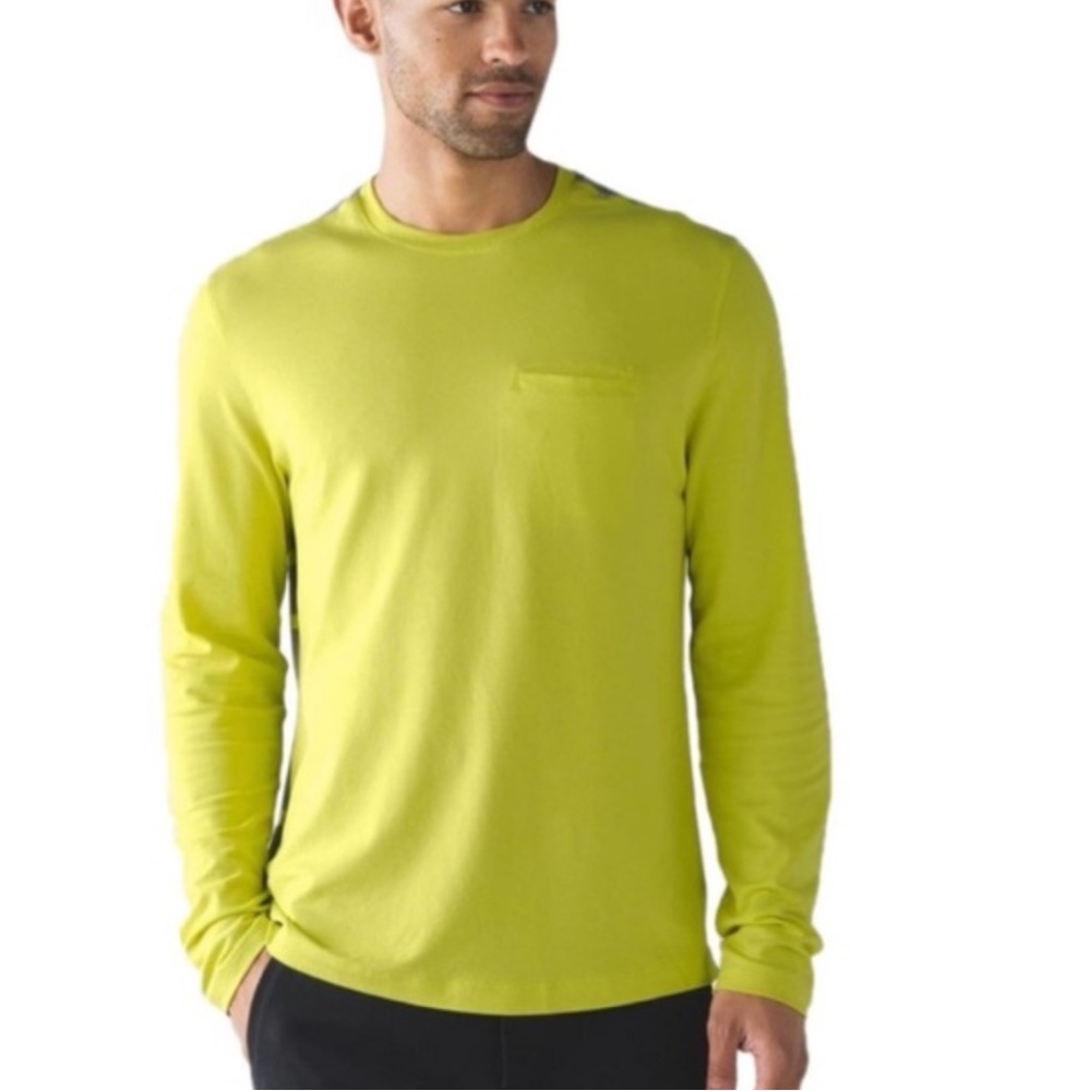 Lululemon In Your Element Long Sleeve Mens‎ Athletic Tee Yellow Grey Size XL Top